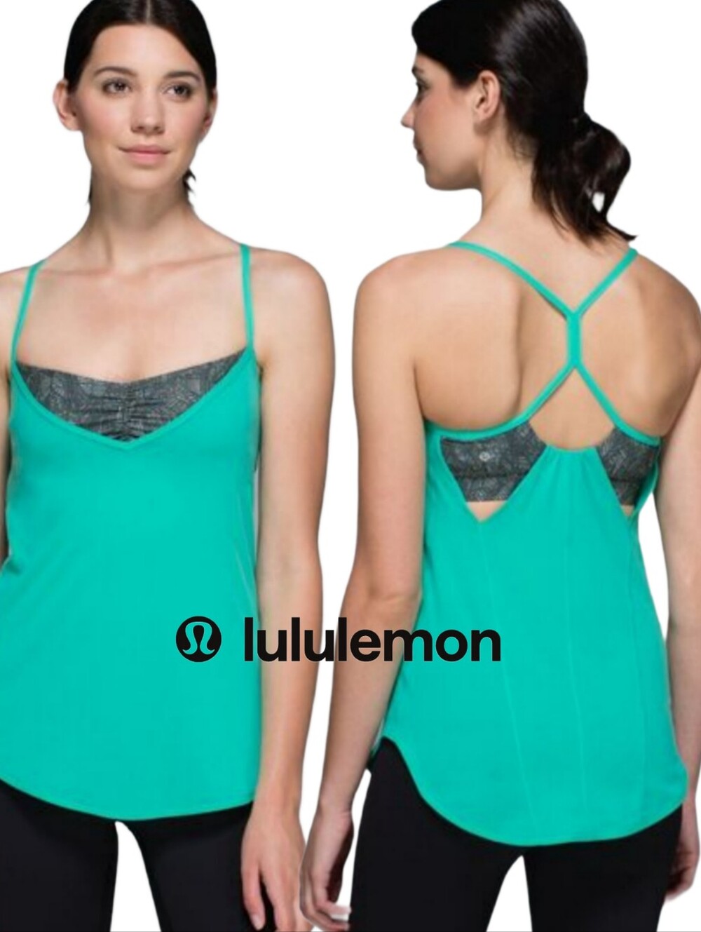Roll Out Tank Lululemon Bali Green/Jazzy White Grey Lulu 6
